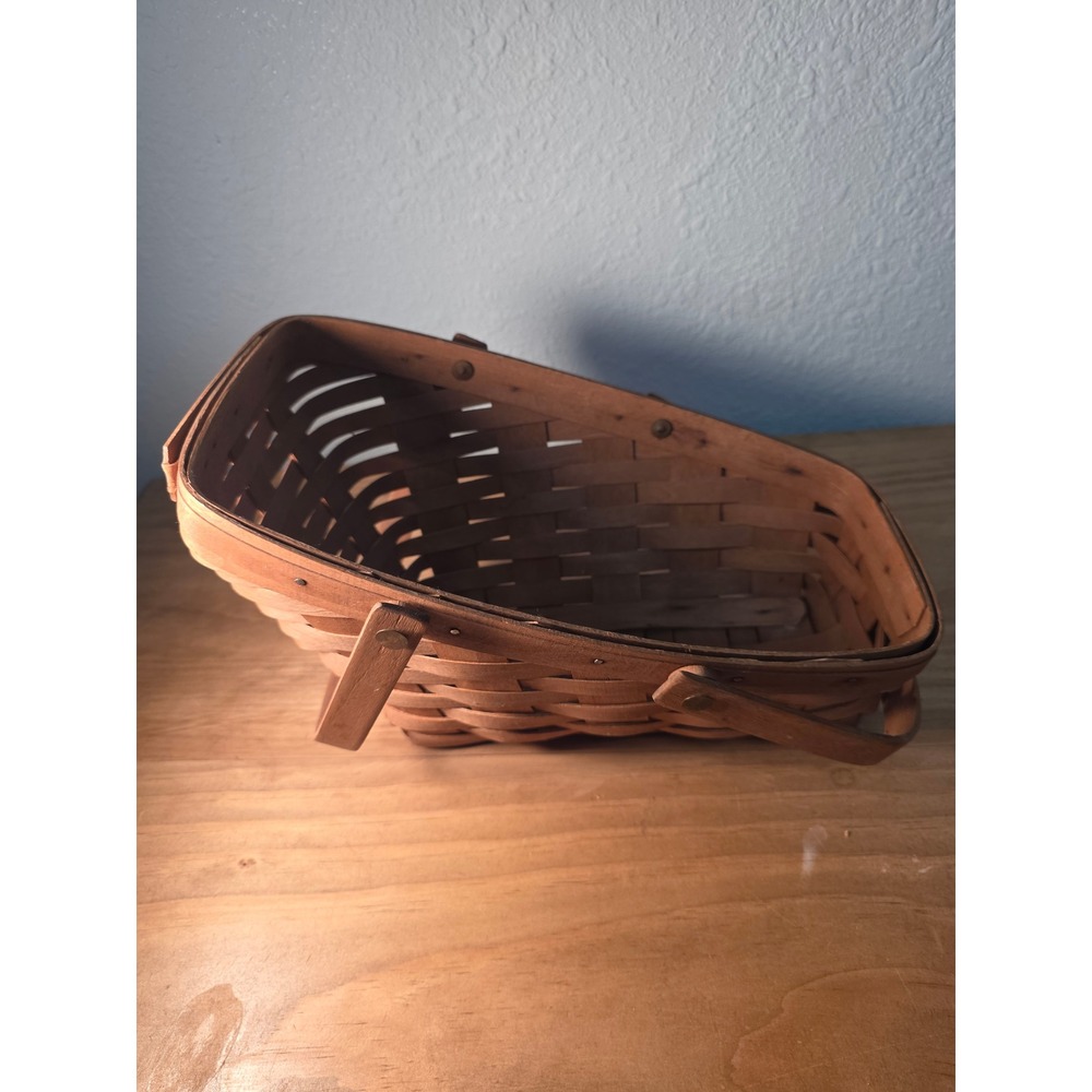 Longaberger 1999 Woven Basket Double Swing Handles Slanted Rim Dresden Ohio